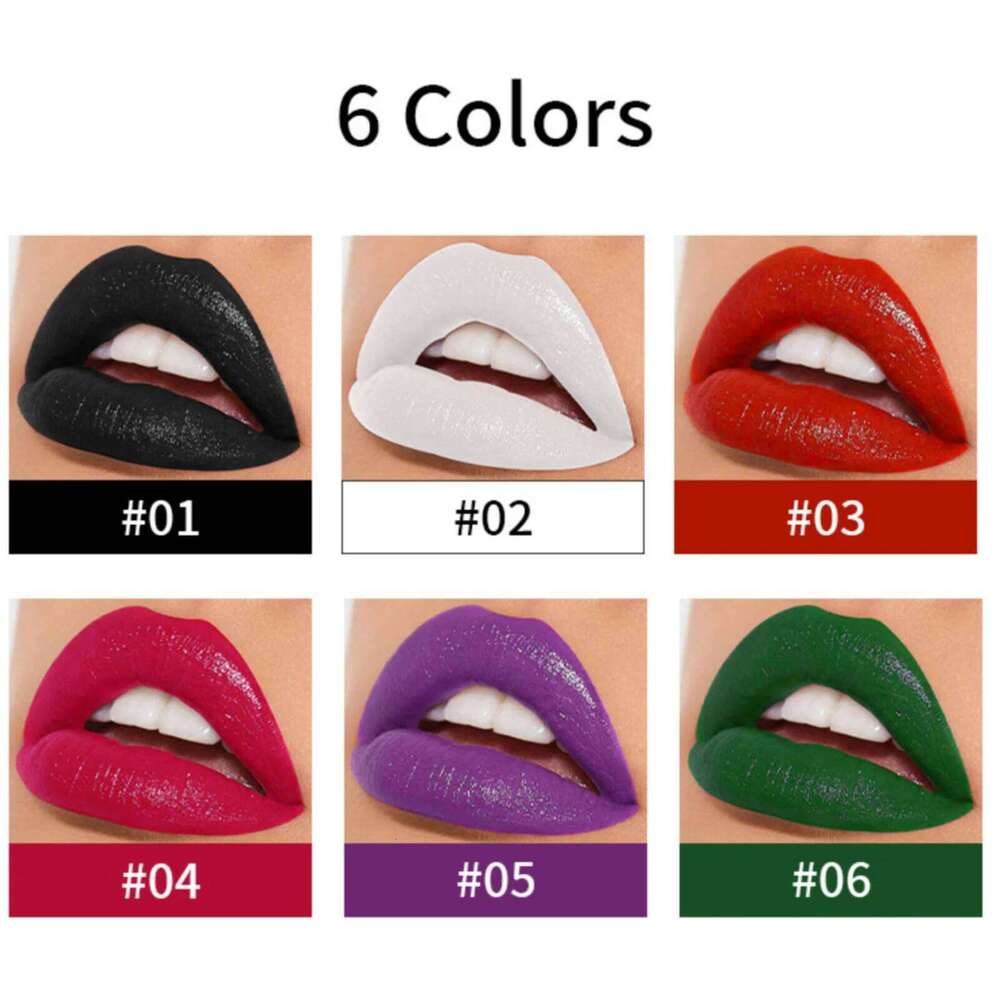 1PC Matte Lipstick Waterproof Green Purple Black White Gloss Tint Halloween Lip Makeup Cosmetics H260302