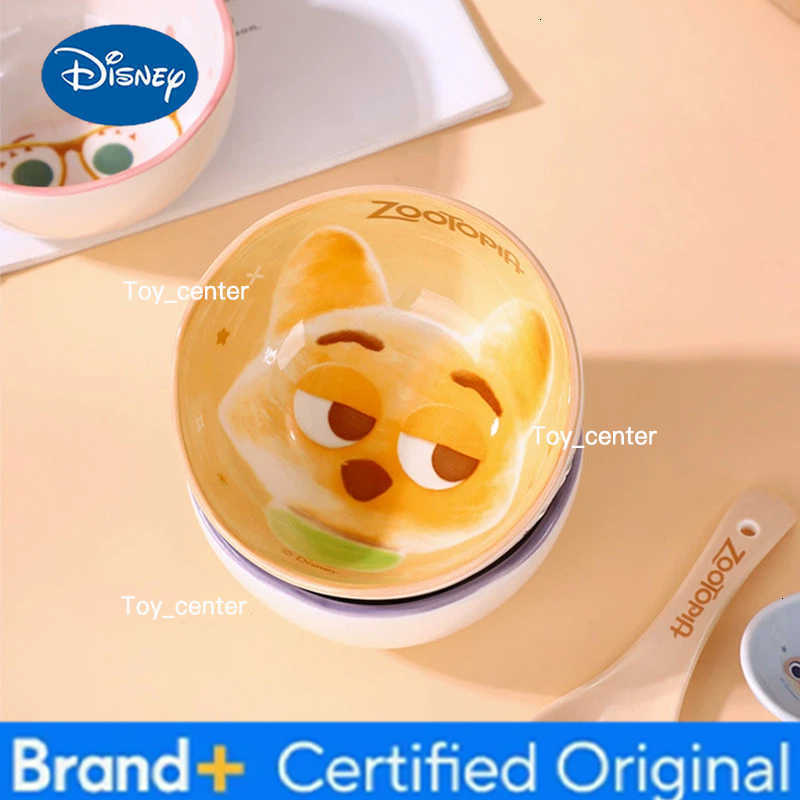 Disney New Zootopia Ceramic Rice Bowl Set Judy Hopps Nick Wilde Mayor Bellwether Clawhauser Under Glaze Color Cute Cartoon Gift H260302