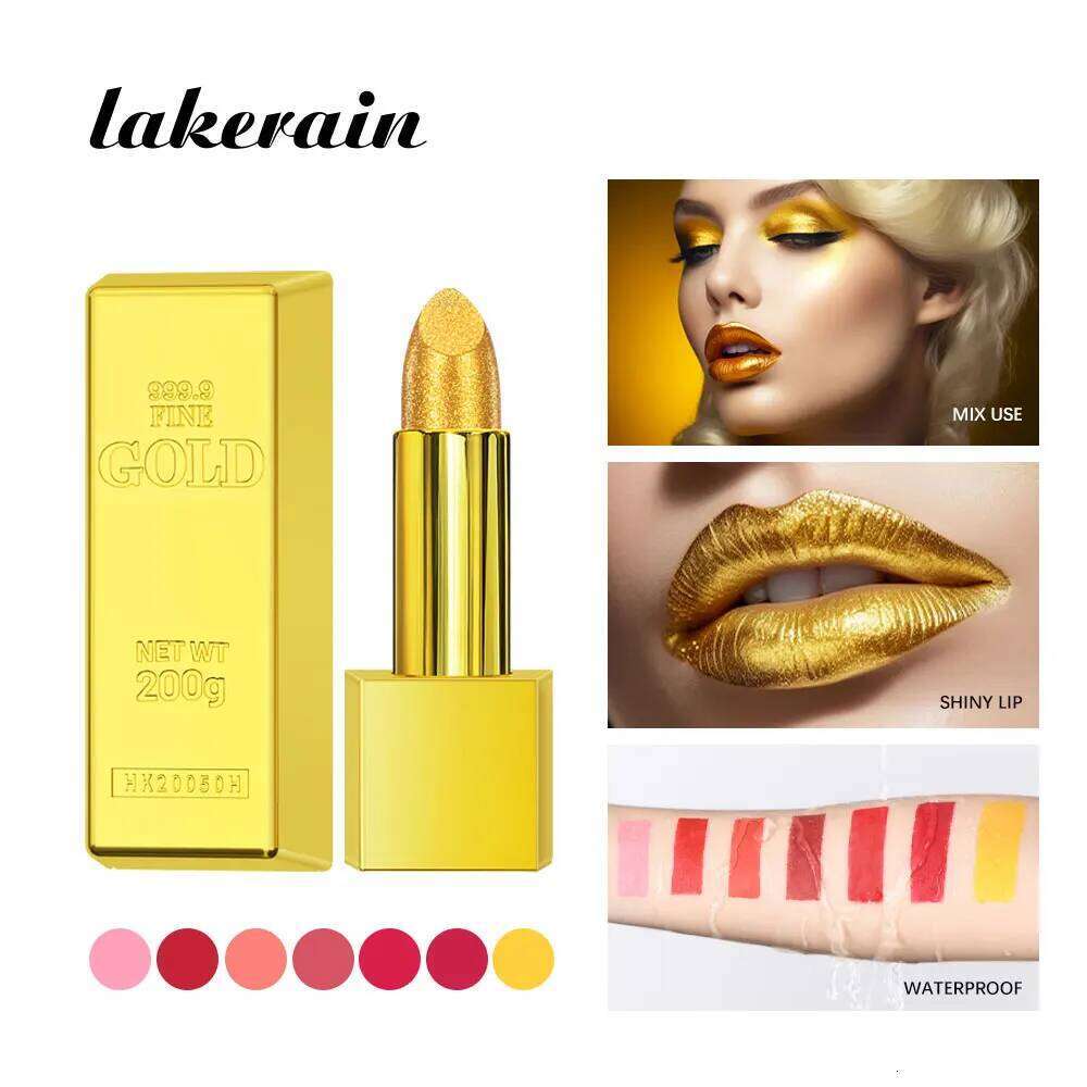 Hallowmas High-pigmented Lipstick Shiny Metallic Matte Velvet Waterproof Long Lasting Sexy Gold Gloss Women Lip Makeup H260302