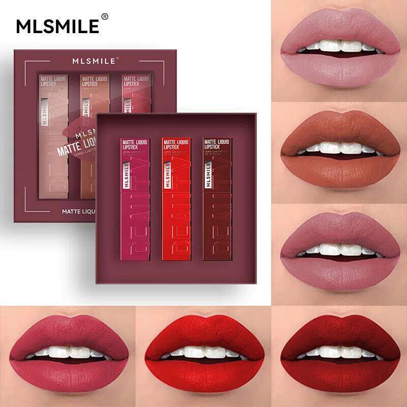 3 PCS Matte Ink Liquid Lipstick Long Lasting Velvet Nude Lip Gloss Non-stick Cup Lips Tint Waterproof Make Up H260302
