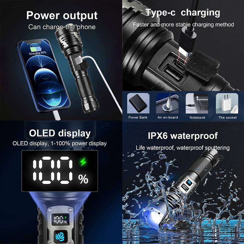 10000000LM Powerful LED Flashlight Super Bright USB Rechargeable Waterproof Tactical Torch Outdoor Camping Fishing Zoom Lanterns Z260301