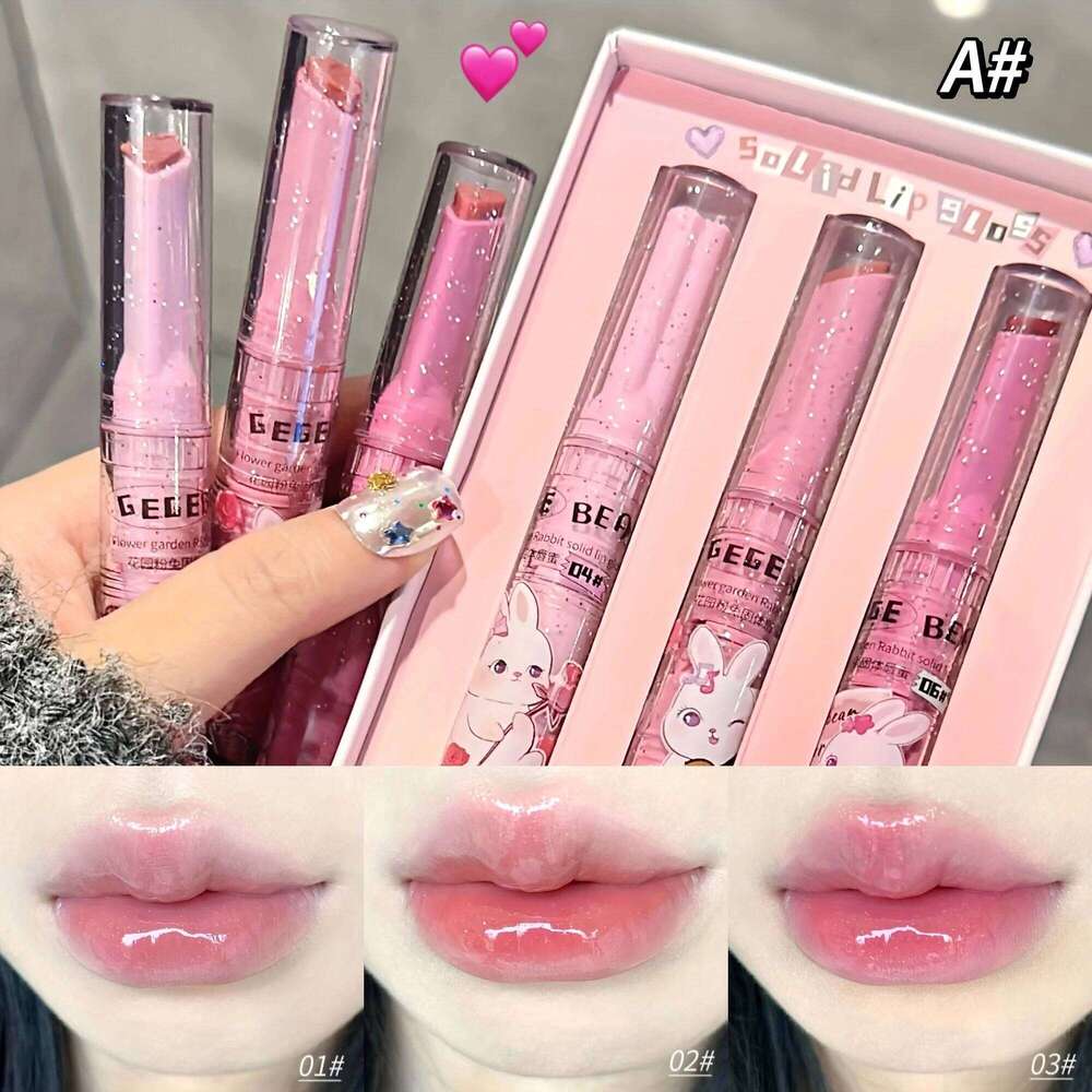 Garden Pink Solid Gloss, Moisturizing Nourishing Water-gloss Mirror Glass Tinted Lipstick, Dewy Gloss,Pink Lip Glaze H260302