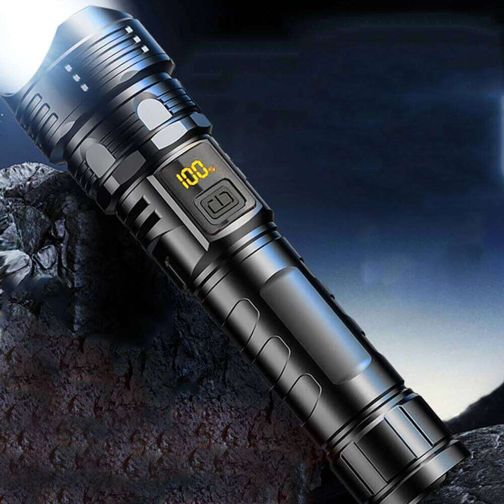 10W Handheld USB Charging Powerful LED Power Display Super Bright Flashlight 500LM for Camping Hiking Z260301