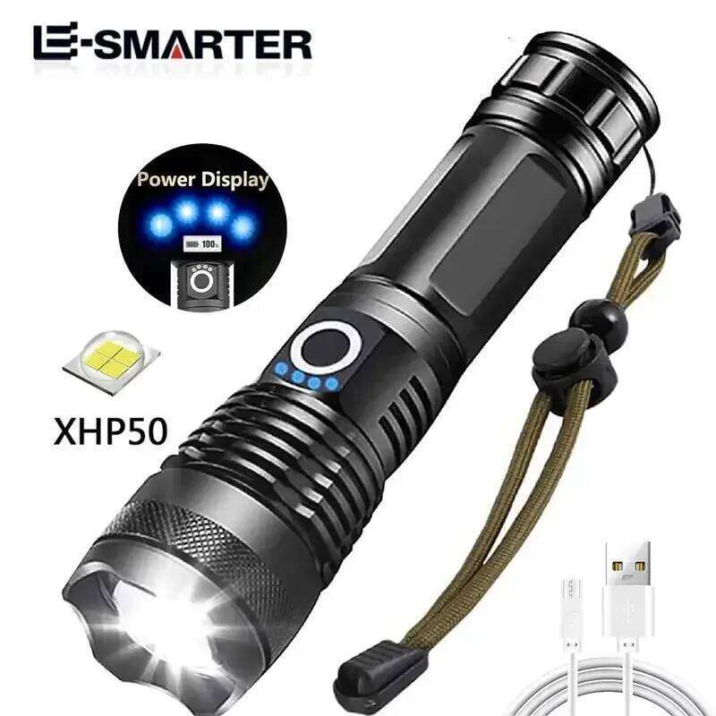 Telescopic Zoom Torch Powerful P50 Lamp Bead LED Flashlight Lantern 5 Lighting Mode USB Rechargeable Camping Emergency Light Z260301