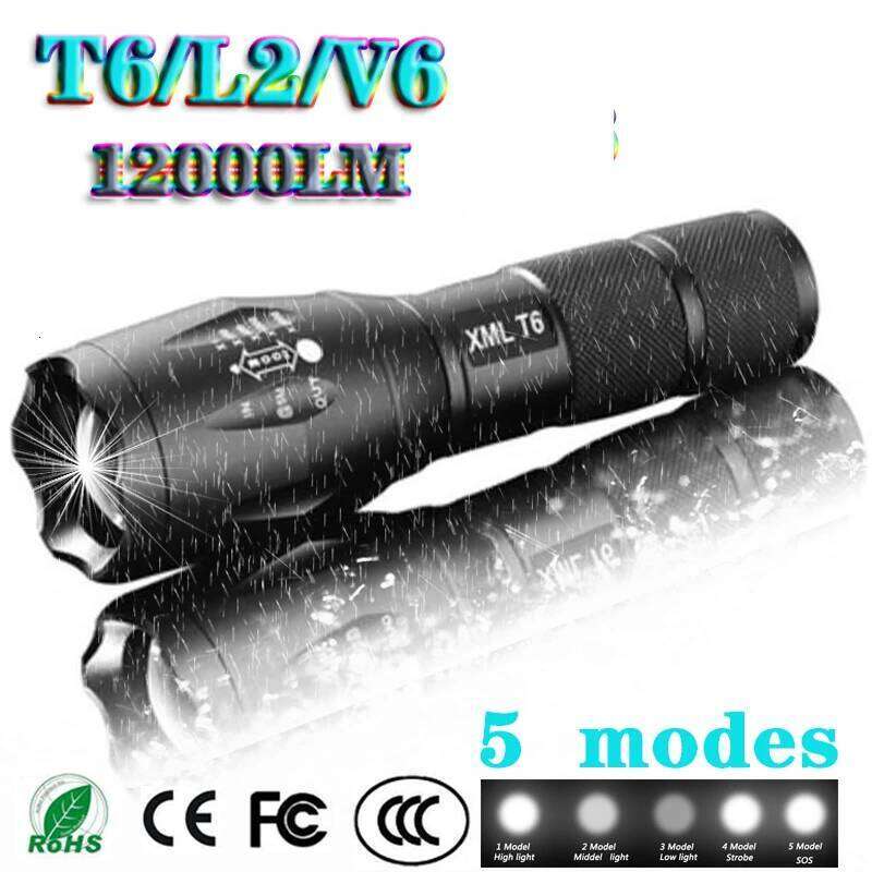 Z45 Led Flashlight Ultra Bright Waterproof Torch T6/L2/V6 zoomable 5 Modes tactiacl flashlight for hunting use 18650 battery Z260301