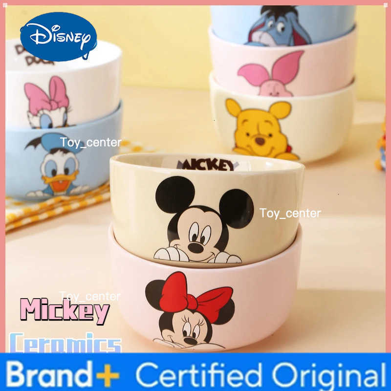 Disney Mickey Bowl Anime Children Ceramics Tableware Cute Child Breakfast Bowl Milk Bowl Household Ramen Bowls Soup Present Gift H260302