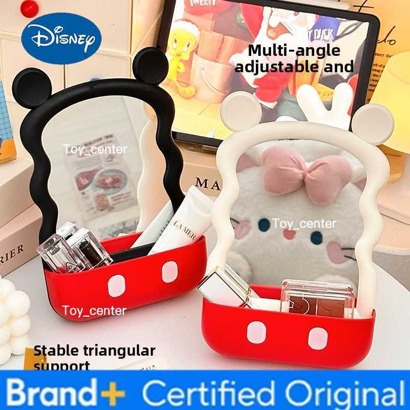 Disney Mickey Desktop Makeup Mirror with Storage Box Student Portable Cosmetic Mirrors Dormitory Creative Standing Makeup Mirror H260302