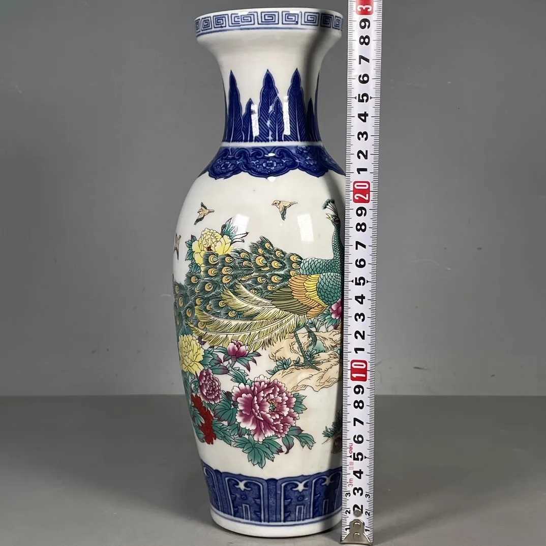 30cm Antique Porcelain Vase Handmade Floral Chinese Style Living Room Foyer DecorationT260302