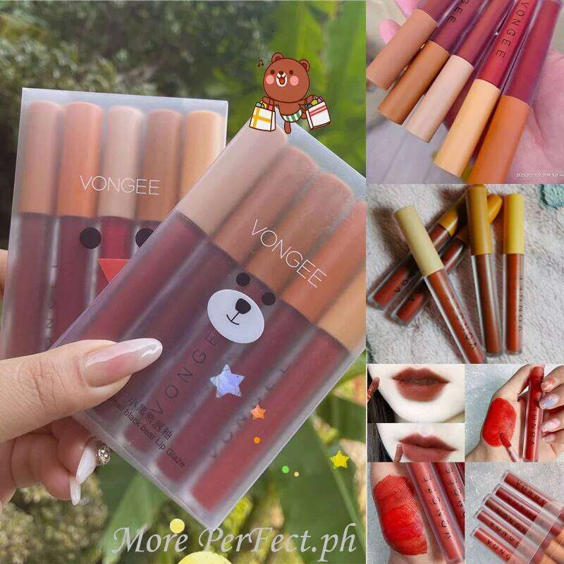 5pcs/set set matte velvet easy to color lipstick female lip gloss H260302
