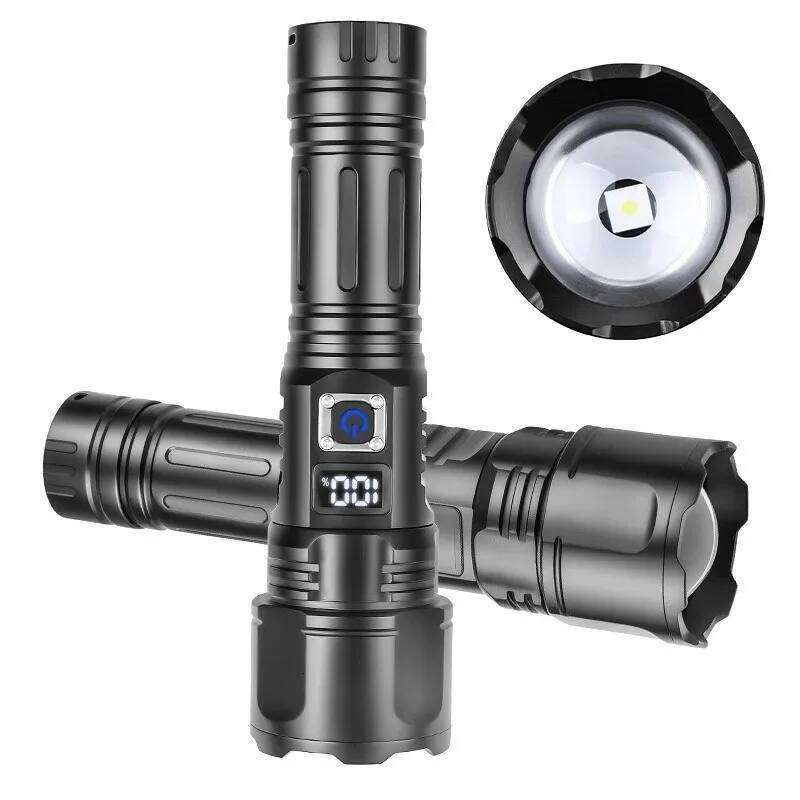 Super bright condenser flashlight, rechargeable 30W white laser, strong light digital, display remote flashlight Z260301