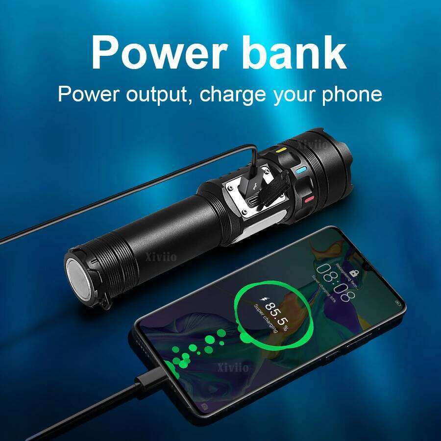 High Power LED Flashlight Built-in Battery USB Rechargeable Strong Light Torch Outdoor Camping Hiking Lantern Emergency Survival Z260301