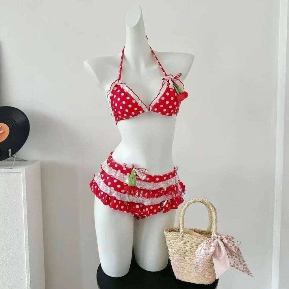 Swimsuits Vintage 2000s Crop Top Y2k Women Clothing Kawaii Swimwear Bow Bandage Sexy Summer Bikini Sets Harajuku Camisole Girl Z260301