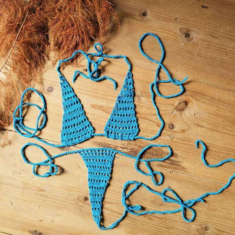13 Color Handmade Crochet Micro Bikini BeachSwimwear Sexy Lingerie Sets Sunbathing Z260301