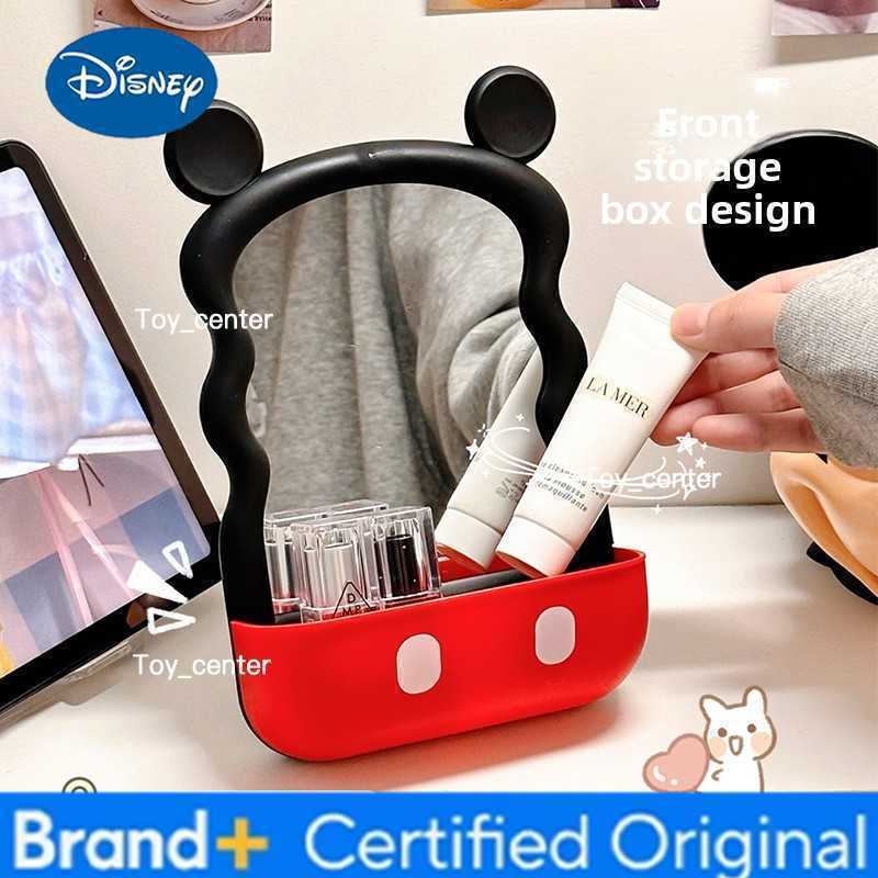 Disney Mickey Desktop Makeup Mirror with Storage Box Student Portable Cosmetic Mirrors Dormitory Creative Standing Makeup Mirror H260302