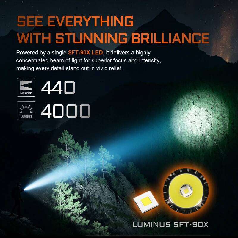 ACEBEAM T37 SFT-90X EDC Tactical and Duty Flashlight -4000 Lumens w/Eco-Sensa Charging Cable Included Z260301