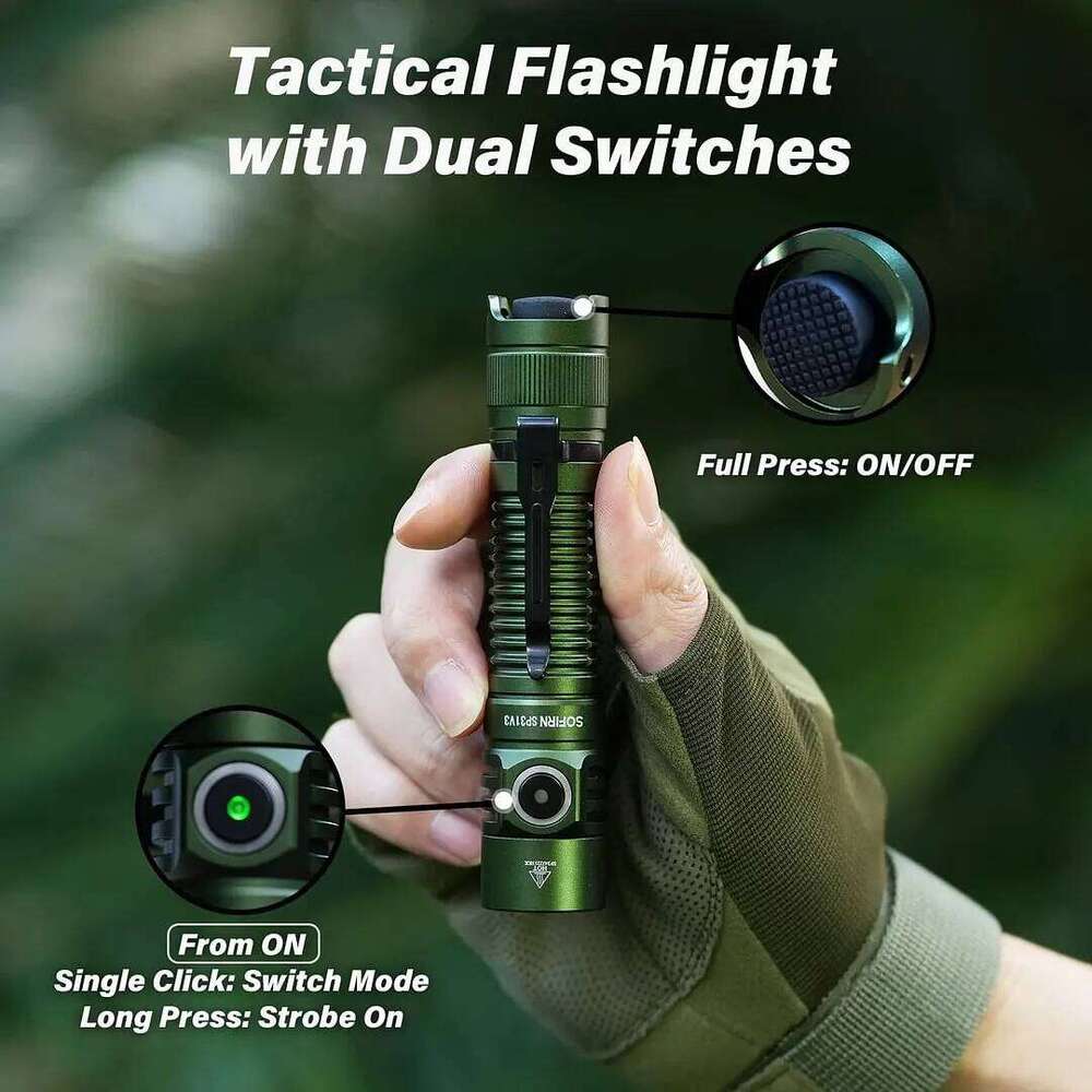 New Sofirn SP31 V3.0 Tactical LED Flashlight with Dual Switch USB C 18650 Rechargeable Power Indicator 6000K 5000K Torch Z260301