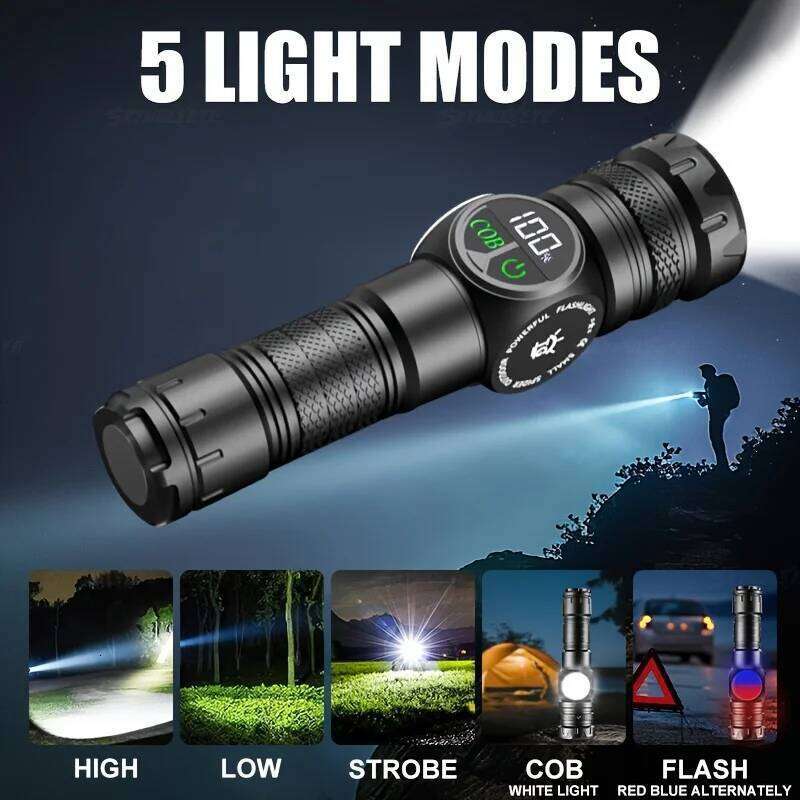 Super Bright LED Flashlight USB Rechargeable Flash light Long Range Tactical Torch Outdoor Waterproof Camping Fishing Lantern Z260301