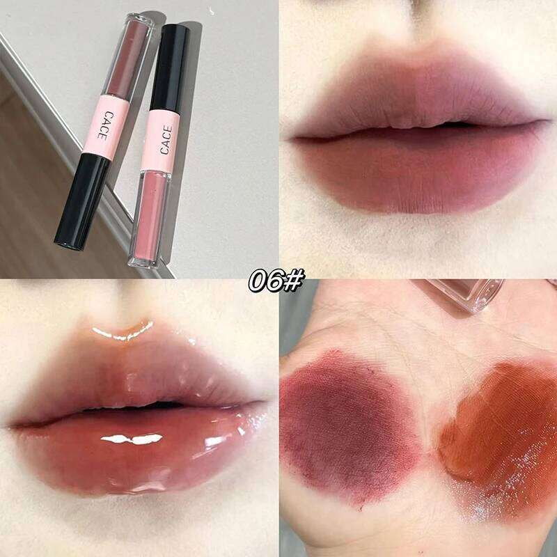 Double Head Lipstick Lipgloss Sexy Red Makeup 2 In 1 Stick Mud Mirror Water Gloss Lip Glaze Tint Lasting Korean Cosmetic H260302