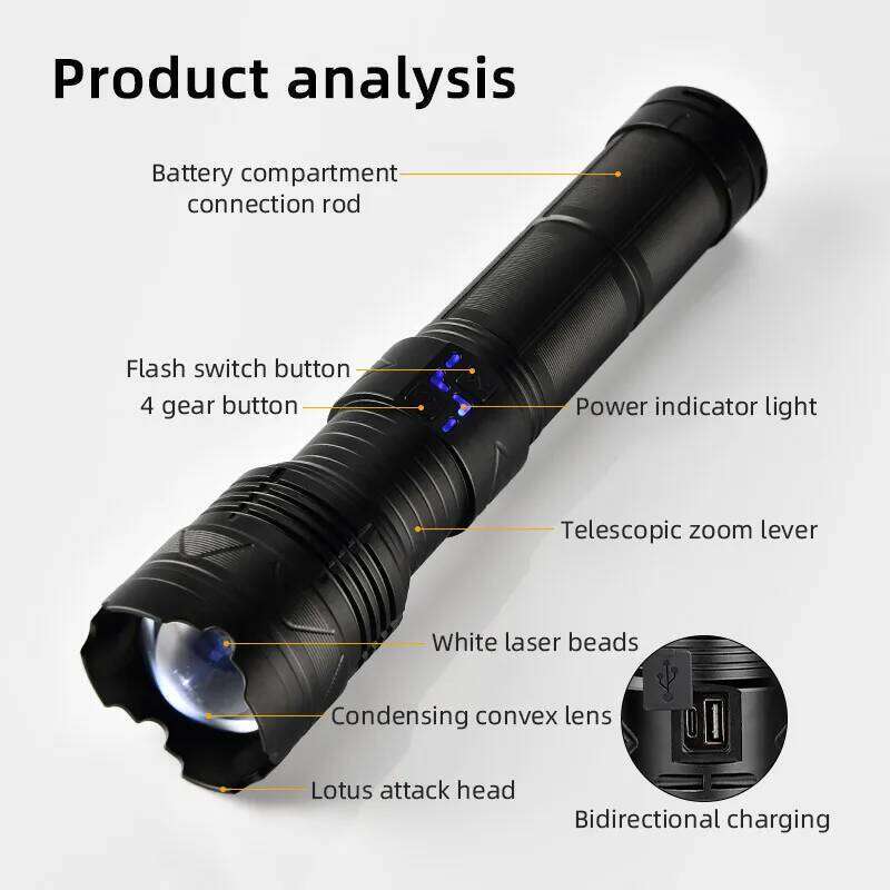 MONHNR Powerful LED Flashlight Super Bright Spotlight Long Range Zoomable Emergency Torch Outdoor Lamp lantern Power Display Z260301