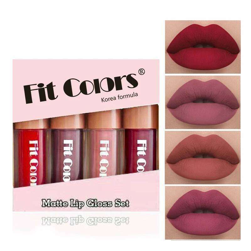 4pcs Longwear Gloss Set-Long-Lasting,Non-Stick,Diamond Shine Liquid Lipstick Makeup Glaze Lip Stain Set Women Cosmetics H260302