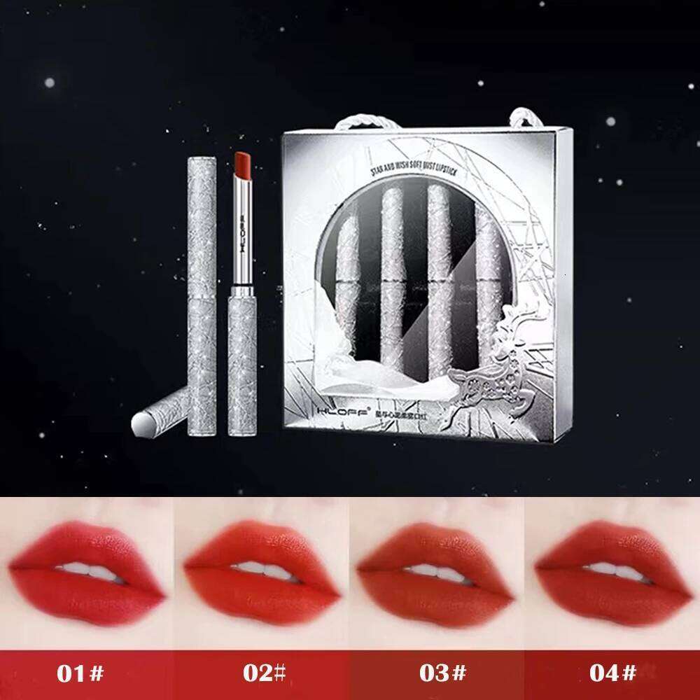 Lipstick 4 Colors Matte Long Lasting Waterproof Matt Stick Tube Nude Red Lips Makeup Natural Lip Tint Cosmetic Kit H260302