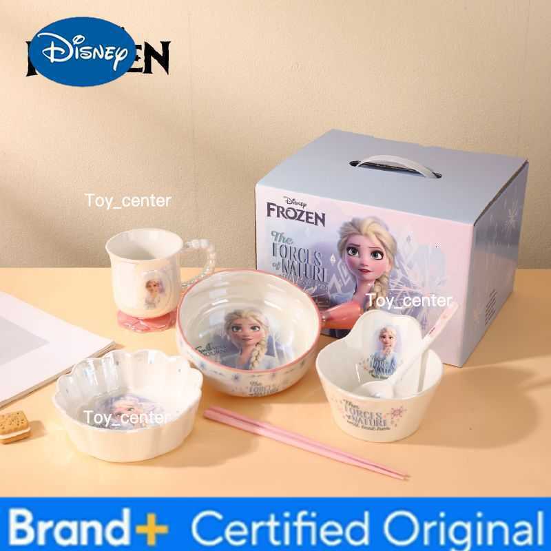 Disney Frozen Childrens Tableware Princess Elsa Tableware Ceramic Girls Cartoon Children Birthday Gift H260302