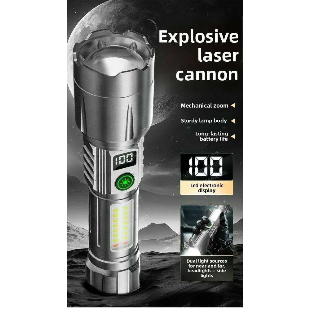 Super Bright Rechargeable Tactical Flashlight Ultra-Bright Long-Shot Multi-Functional Laser Portable Torch Outdoor Activities Z260301