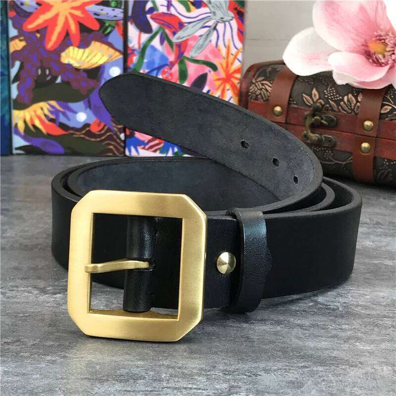 Solid Brass Buckle Super Thick Genuine Male Ceinture Men Leather Waist Belt Man Strap MBT0013 S260228