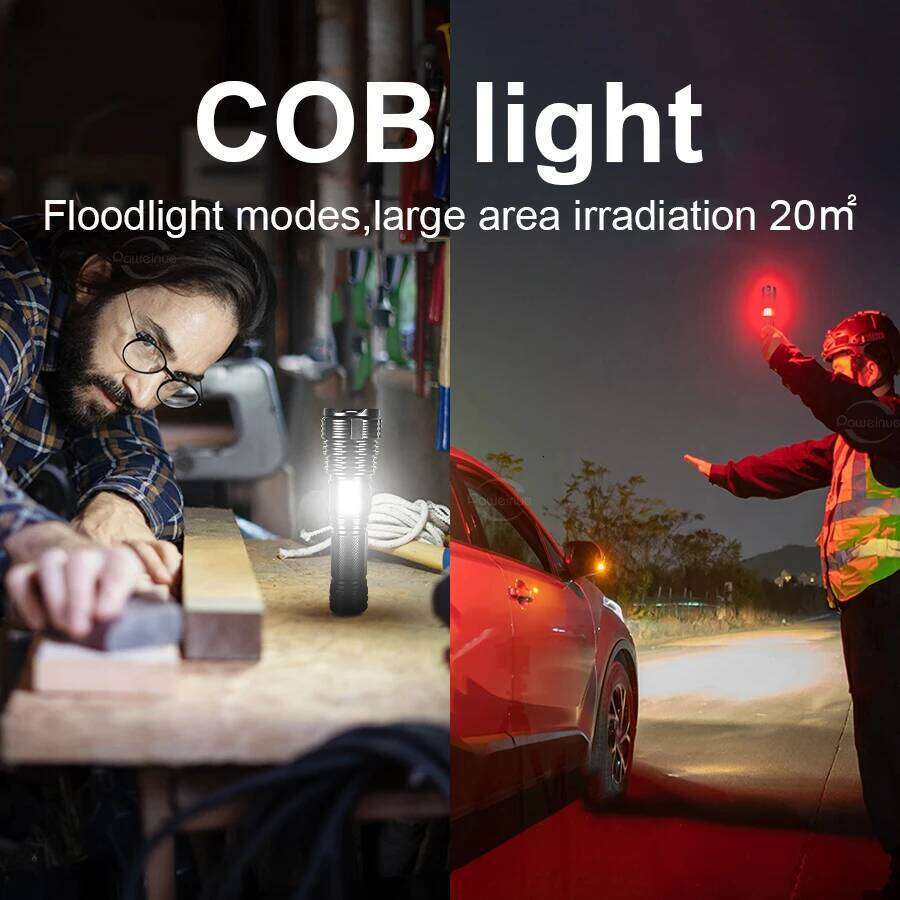 1500W LED Super Bright Flashlights USB Rechargeable Waterproof Tactical Torch With Side Lights Outdoor Fishing Adventure Lantern Z260301