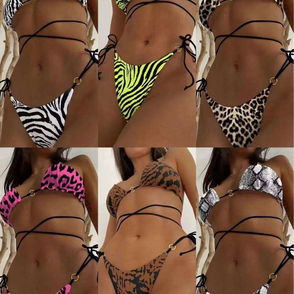 2025 Sexy Brazilian Thong Mujer Swimwear Women Bandage Leopard Swimsuit Micro Bikini Set Summer Beachwear Swim Suit Z260301