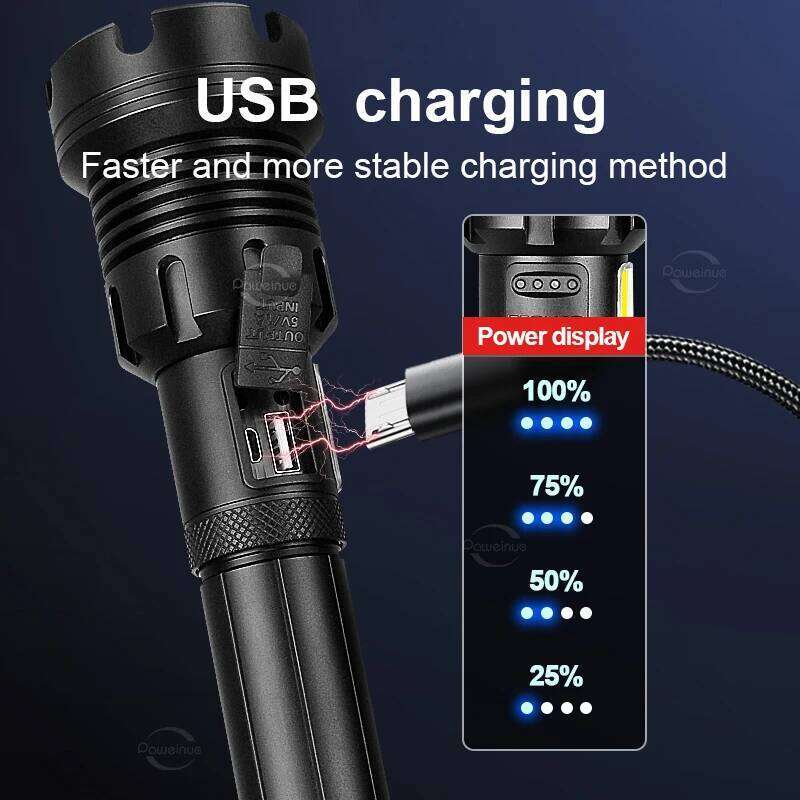 Super Bright XHP160 COB Flashlight Usb Rechargeable Zoom Multi-Function torch Tactical Flash Light 18650 26650 Led Lantern Z260301