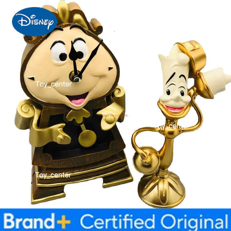Disney Beauty And The Beast Toys Anime Figure Night Lights Candlesticks Cogsworth Clock Ornaments Collectible Model Gift jewelry box H260302