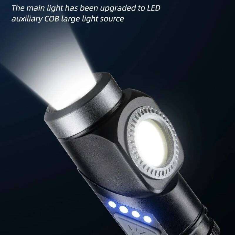 Mini LED Flashlight Rechargeable 90 Adjustable Corner Work Light Headlight Magnet Tail Camping Torch for Outdoor Emergency Z260301