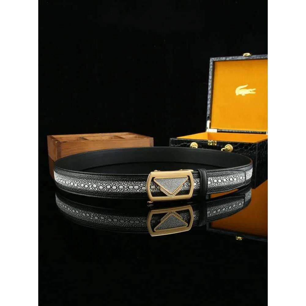 Fashion Male Pearl Fish Pattern Genuine Leather Belt Buckle Vintage Business Cowskin Casual Versatile Handmade Belts For Jeans S260228