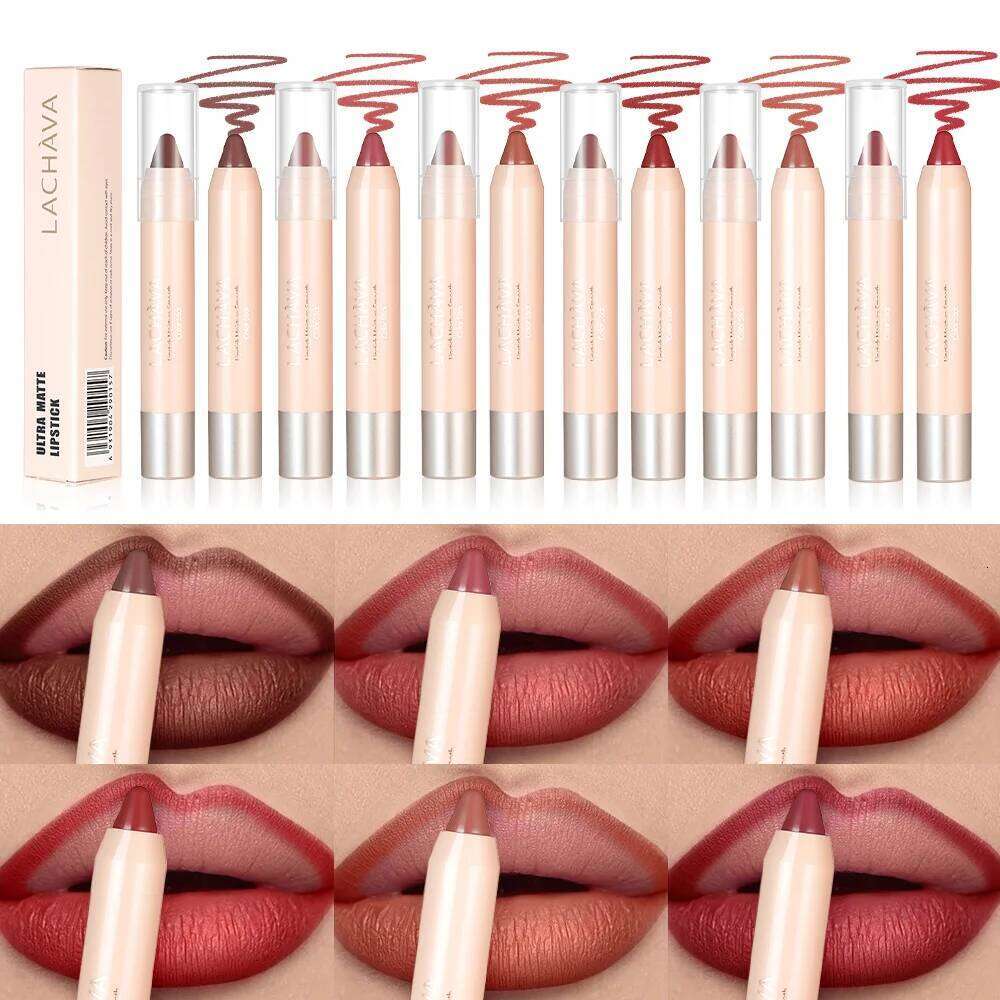 Lipstick & Liner Pencil 2-in-1, Ultra Matte Makeup, Smooth Glide, Buildable Color, Travel Friendly Lip Crayon H260302