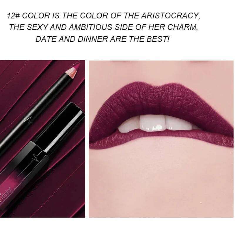 2 in 1/Set Hot Matte Velvet Gloss Lip Liner Pencil Makeup Waterproof Lasting Contour Liquid Lipstick Lipliner Kit Cosmetic H260302