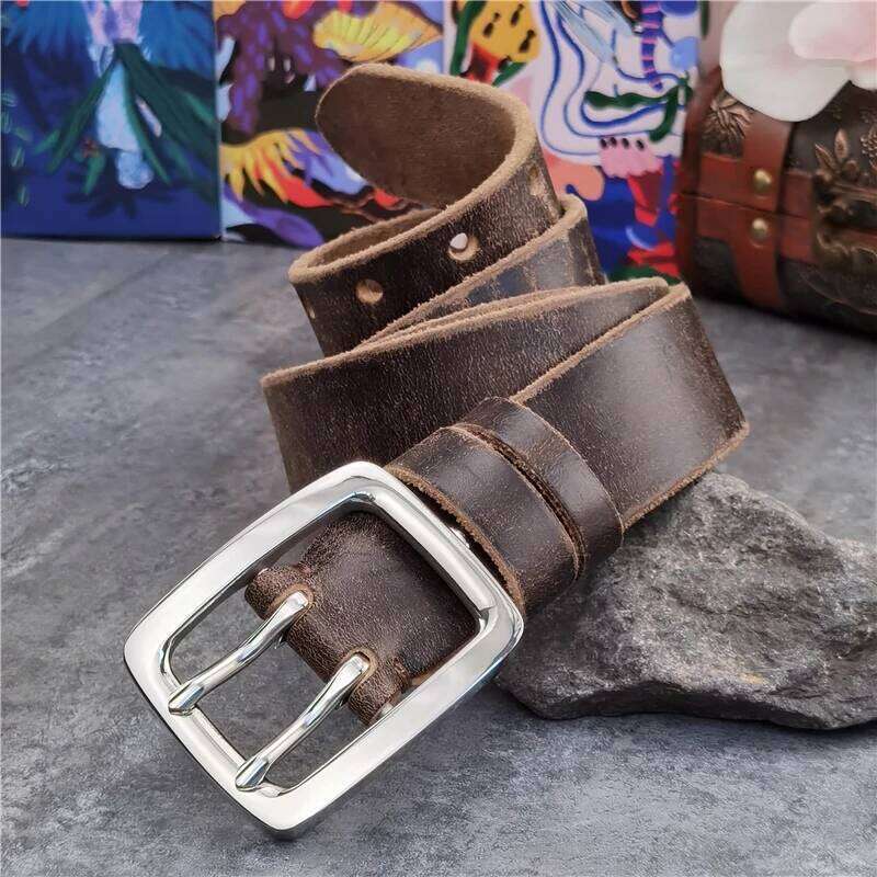 3.8CM Double Pin Stainless Steel Buckle Thick Men Luxury Ceinture Men's Leather Belt Wide SBT0017 S260228