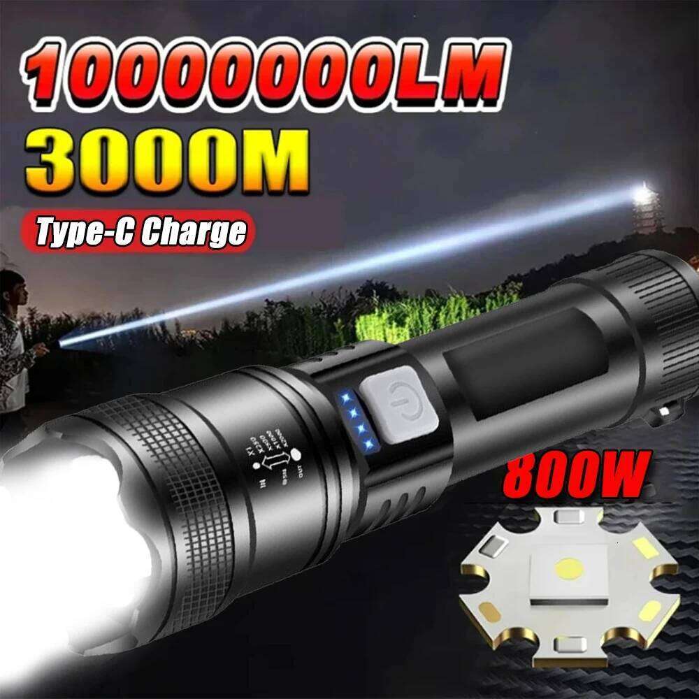 High Power P70 Flashlight Built in 26650 Battery USB Rechargeable Telescopic Zoom Torch Lamp with Tail Light For Hiking Camping Z260301