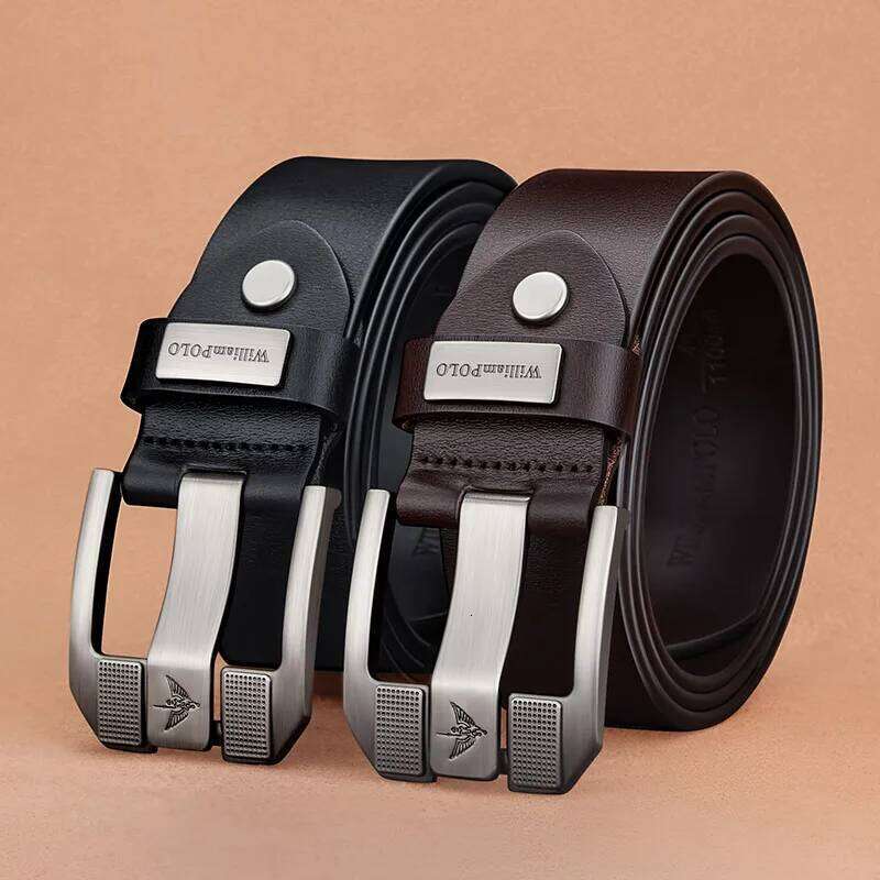 Men's casual fashionable needle buckle cowhide personalized belt, retro style denim belt S260228