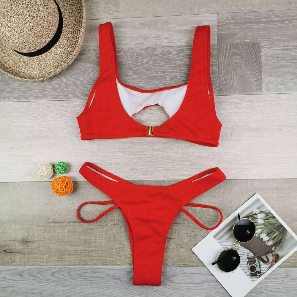 Micro 2022 Sexy Swimsuit Female Rib Bikini Set Push Up Women Swimwear Brazilian Biquini Cut Out Neon Bathing Suit Z260301