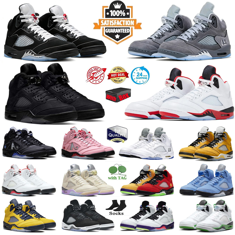 Design 5s Basketball Shoes wolf grey 2026 Black Metallic Fire Red Black Tongue Black Cat Men Women Daily Outfit high quality Basketball training shoes with box