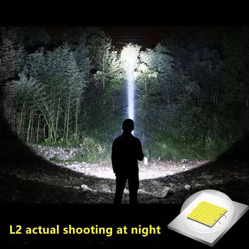 P70 L2 Lamp Super Powerful USB Charging Flashlight Outdoor 26650 Battery Rechargeable Torch Camping Z260301