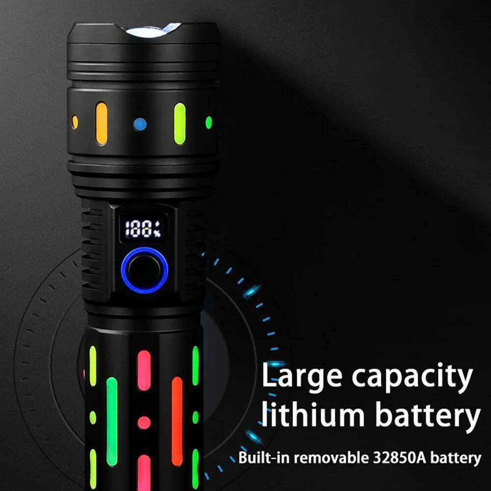 10000Mah LEDTactical Flashlight with Fluorescent Absorbing Film, Type-C Rechargeable, Waterproof & Telescopic Zoom Camping Torch Z260301