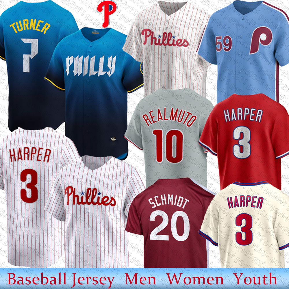 Trea Turner Phillies jersey Baseball Jerseys Bryce Harper Aaron Nola Nick Castellanos Kyle Schwarber Zack Wheeler Alec Bohm Stott Rojas Marsh Walker custom jersey