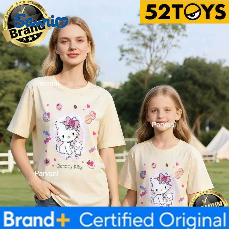 Sanrio 2026 Autumn-Winter Trending Charmmy Kitty Mouse Print 100 Cotton Parent-Child T-Shirts High Quality Loose Casual Fashion H260302