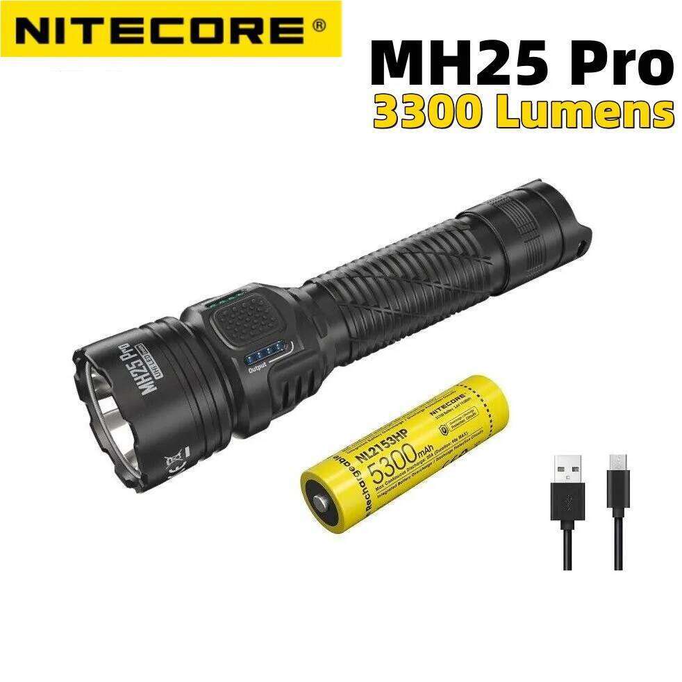 NITECORE MH25 Pro UHi 40 LED 3300 Lumens USB-C Rechargeable Flashlight Ultra Long Range Search Torch with 21700 5300mAh Battery Z260301