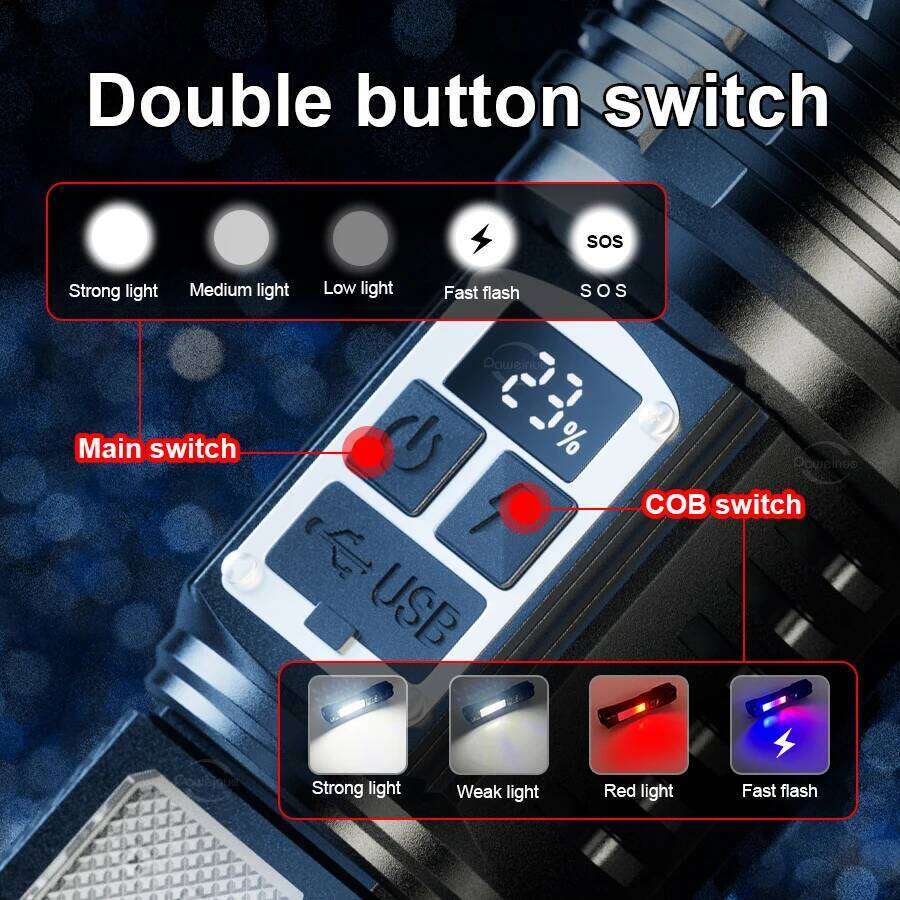 NEW Most Powerful LED Flashlights High Power Lighting 6km Spotlight Built-in Battrey Rechargeable Torch Hunting Tactical Torchs Z260301