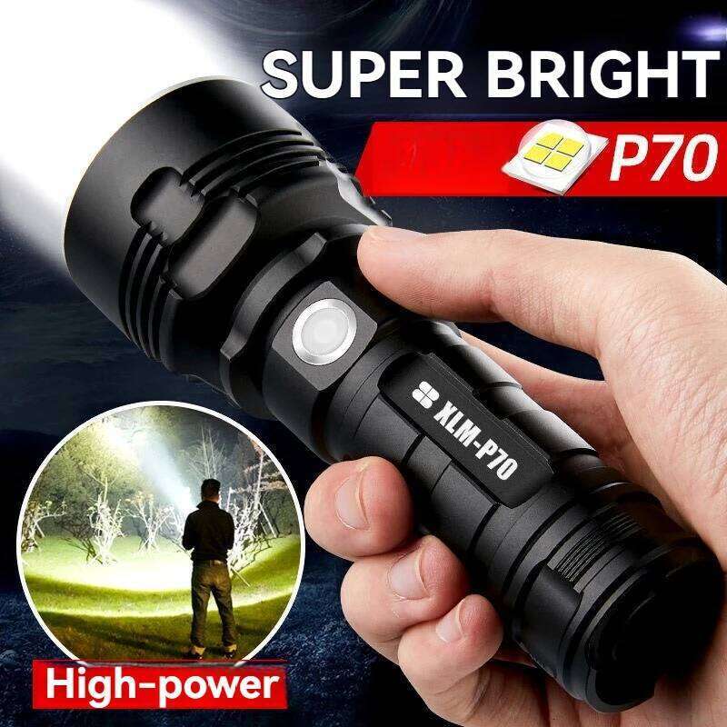 High Power XHP70 LED Flashlight Tactical Torch USB Rechargeable Waterproof Lamp Ultra Bright Lantern For Camping Outdoor Z260301
