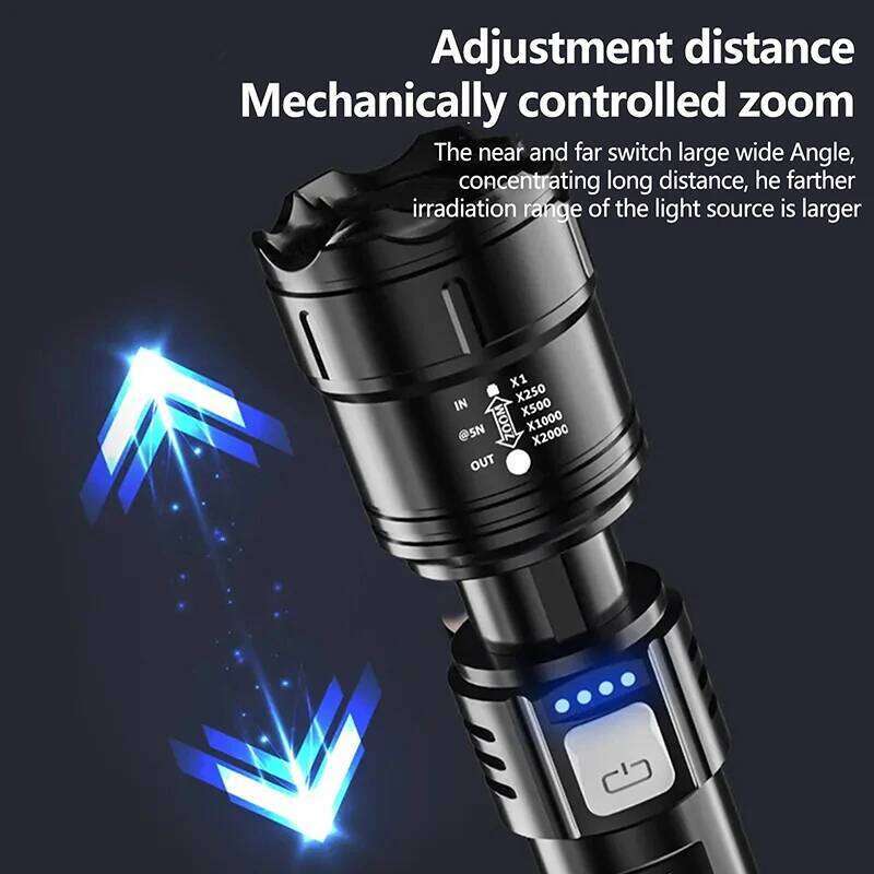 Ultra Bright Lantern Super Powerful LED Flashlight Zoom Tactical Torch Built-in Battery USB Rechargeable Waterproof Lamp Z260301