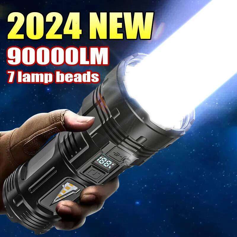Powerful Flashlight 7 Lamp Beads Super Tactical With COB Side Light Camping Lantern USB Rechargeable Outdoor Torch Z260301